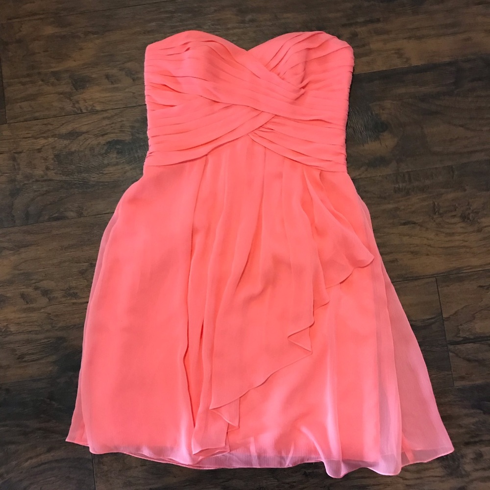 David’s Bridal coral chiffon dress